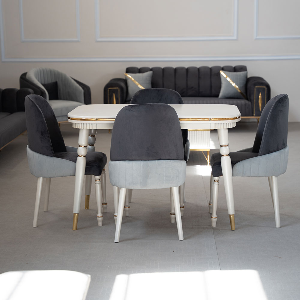 سرویس چوب جهیزیه عروس و داماد – مبل صدف ۸ نفره + جلو مبلی ست + ناهارخوری ۴ نفره پالارما